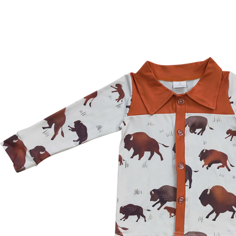 Baby Boys Western Cow Long Sleeve Shirts Tops