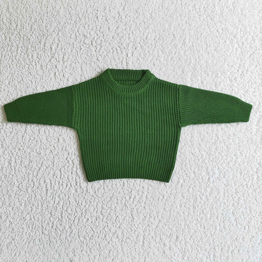 Baby Girls Fall dark green Color Sweaters