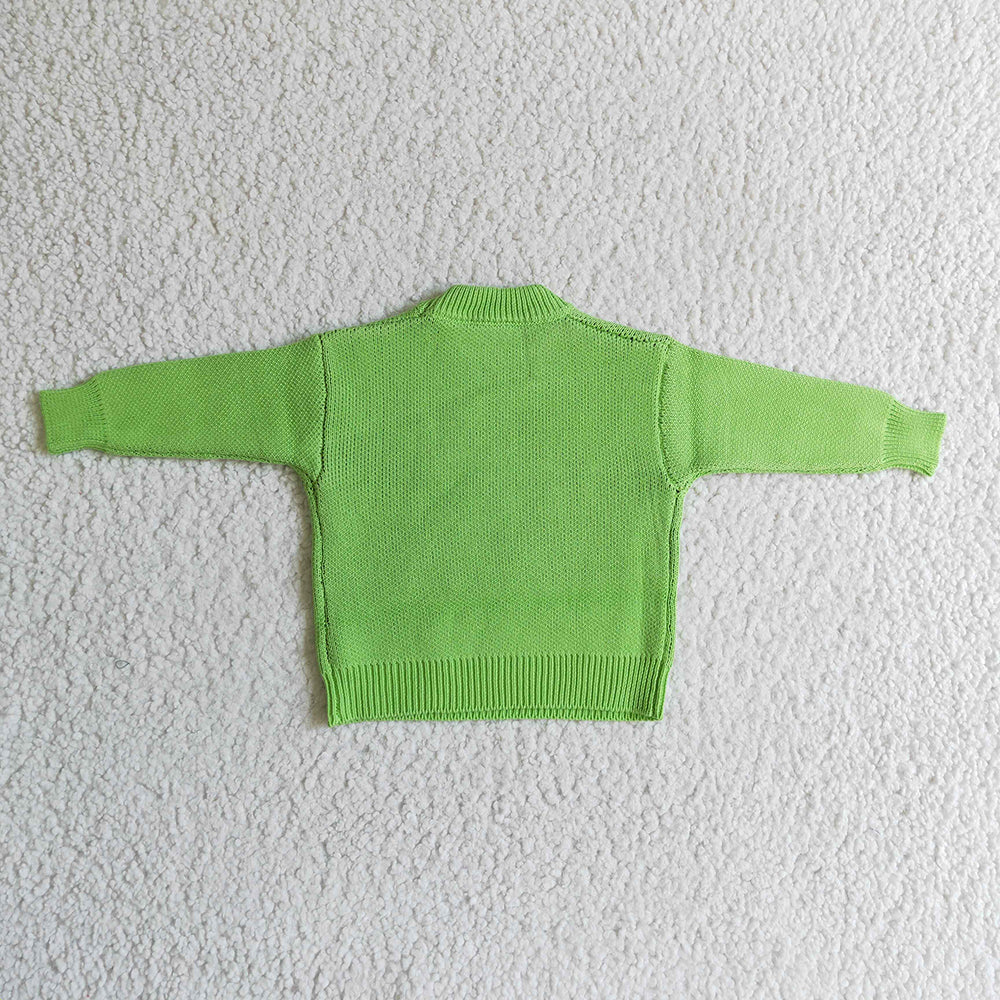Baby Children Christmas green cartoon face woolen sweaters