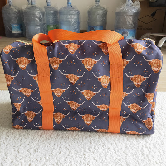 Western cow brown orange Gym bags