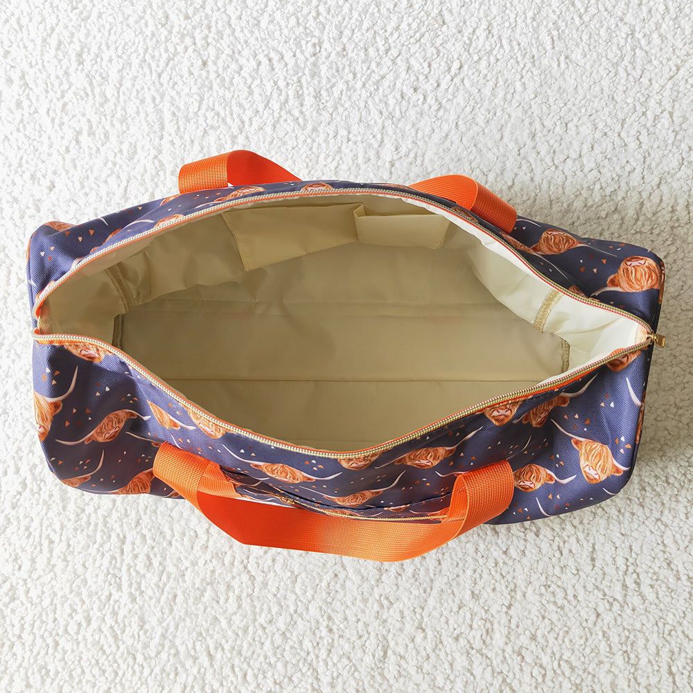Western cow brown orange Gym bags