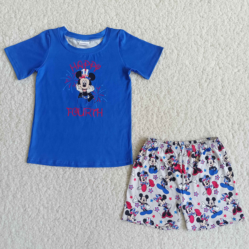 4th of July boys cartoon shorts sets