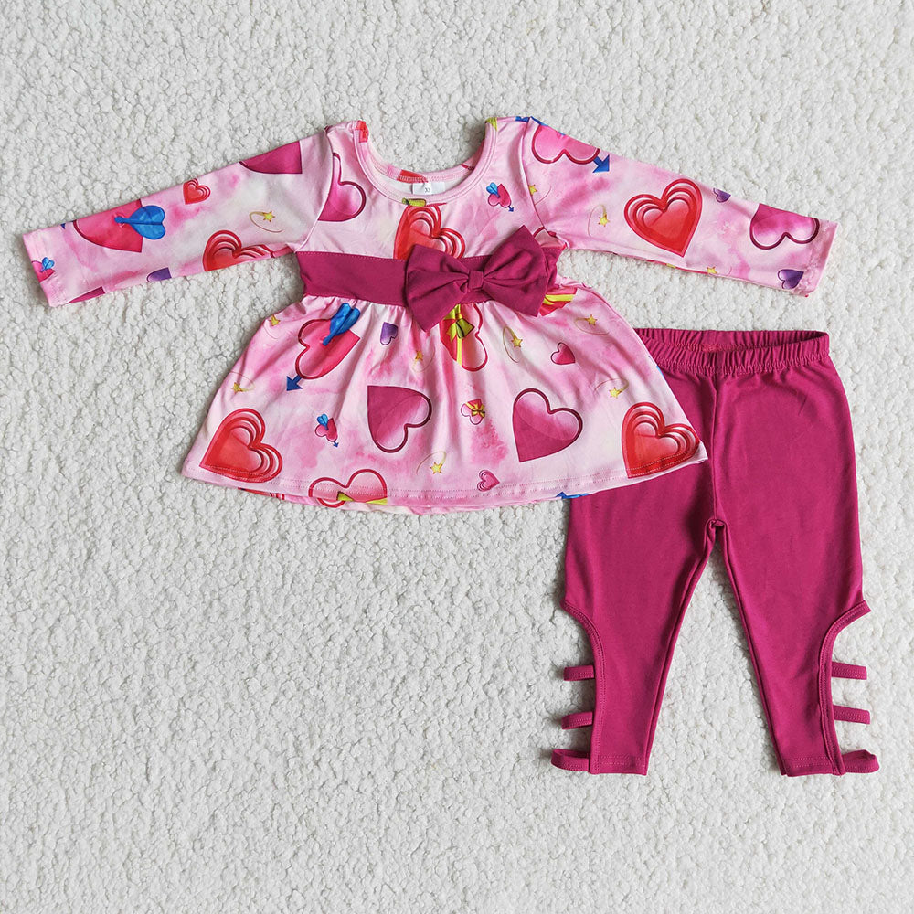Valentines Bow cross legging sets