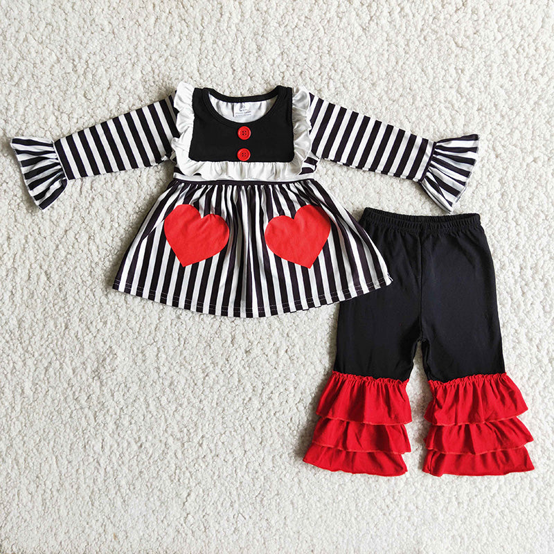 Valentines Pocket ruffle pants sets