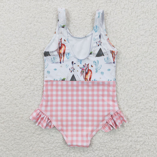 Baby Girls Western Horse One Pieces Swimsuits