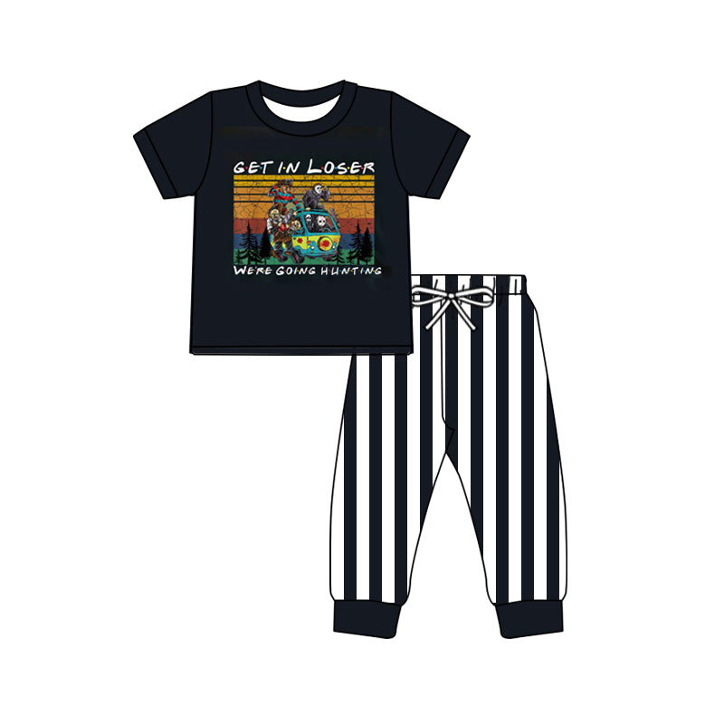 Baby boys get in loser halloween black sets