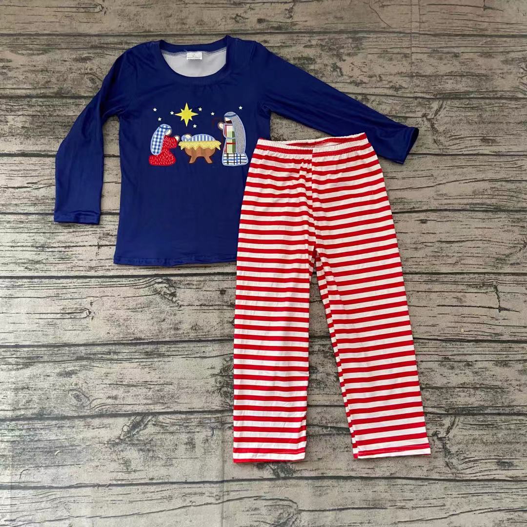 Boys Christmas nativity navy pants sets