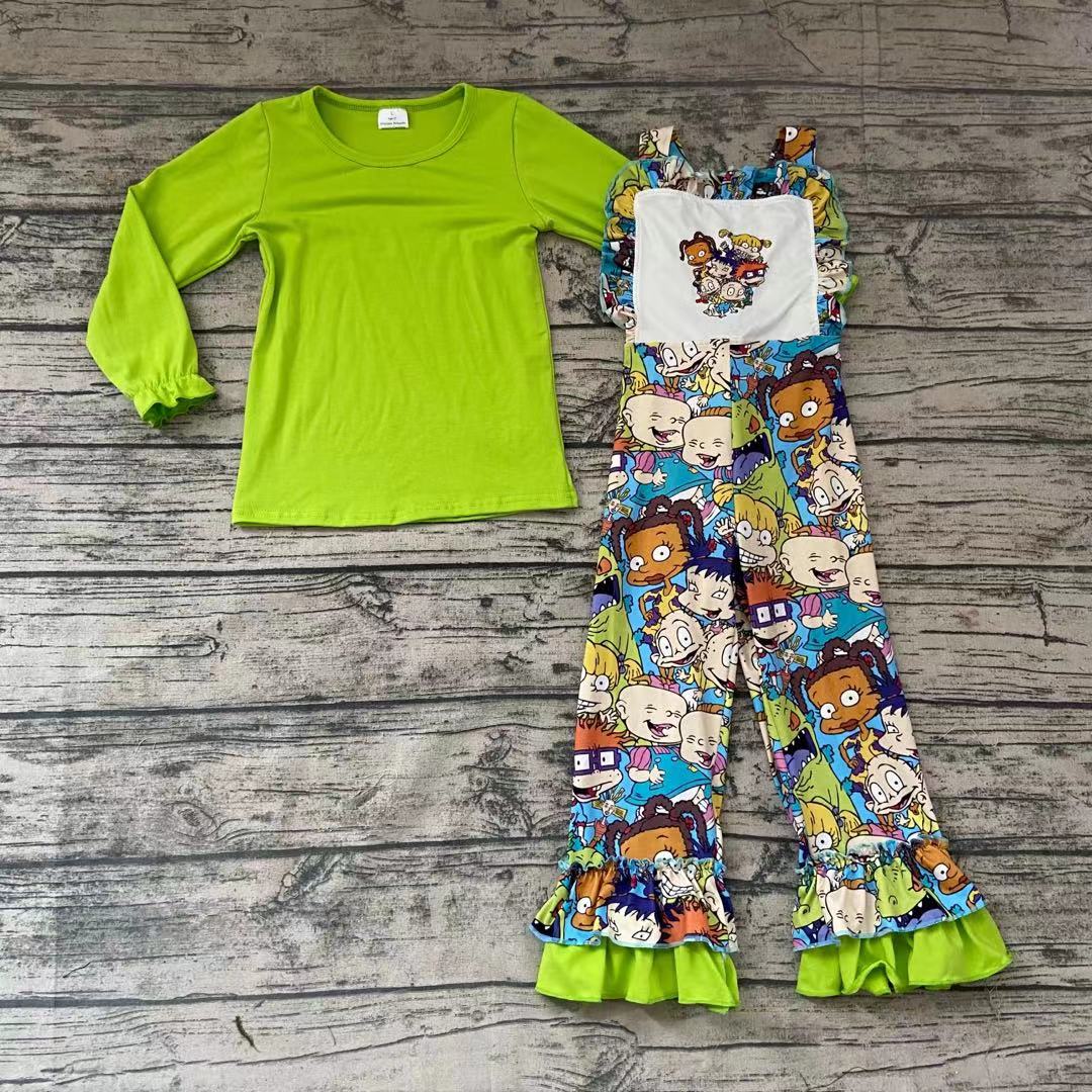 Green Cartoon overall 2pcs sets