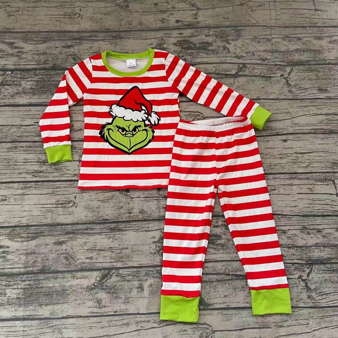 Kids Christmas stripe cartoon winter pajamas sets