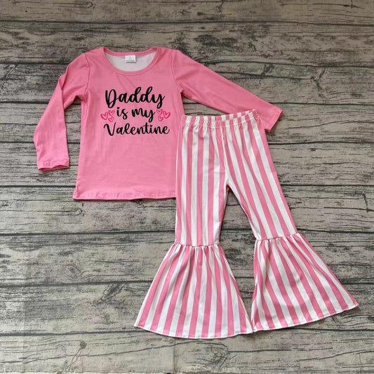 Valentines pink stripe pants sets