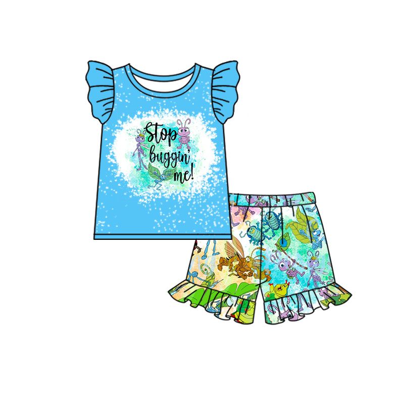 Baby girls cartoon ant shorts sets