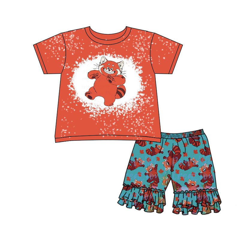 Baby girls red cartoon shorts sets