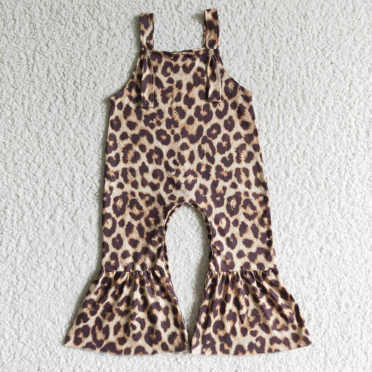baby girls leopard strap overalls jumpsuits