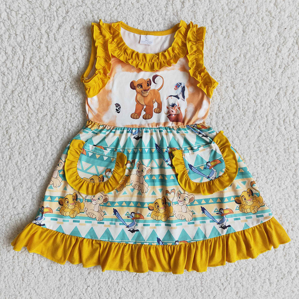 Baby girls lion sleeveless knee length dresses
