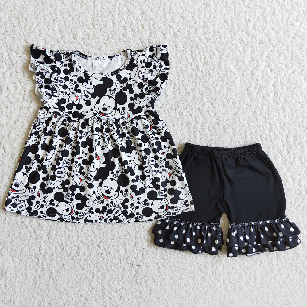 Cartoon MINI dots soft shorts set