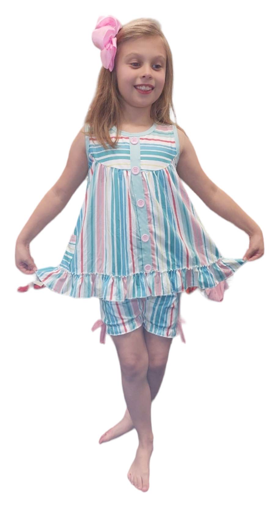 Baby girls colorful stripe summer shorts sets