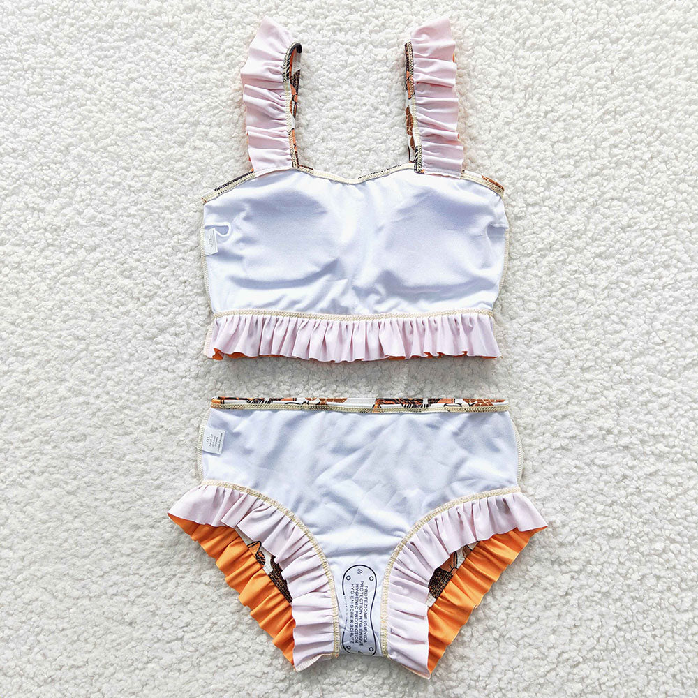 Baby Girls Princess Cartoon Ruffle Tow Pieces Swimsuits