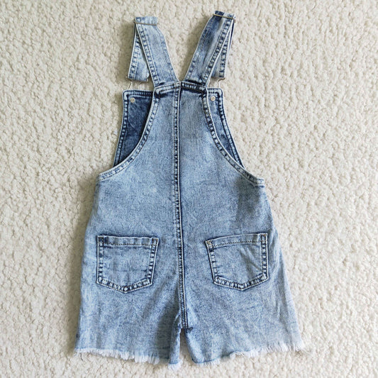 baby girls peach denim summer shorts overall