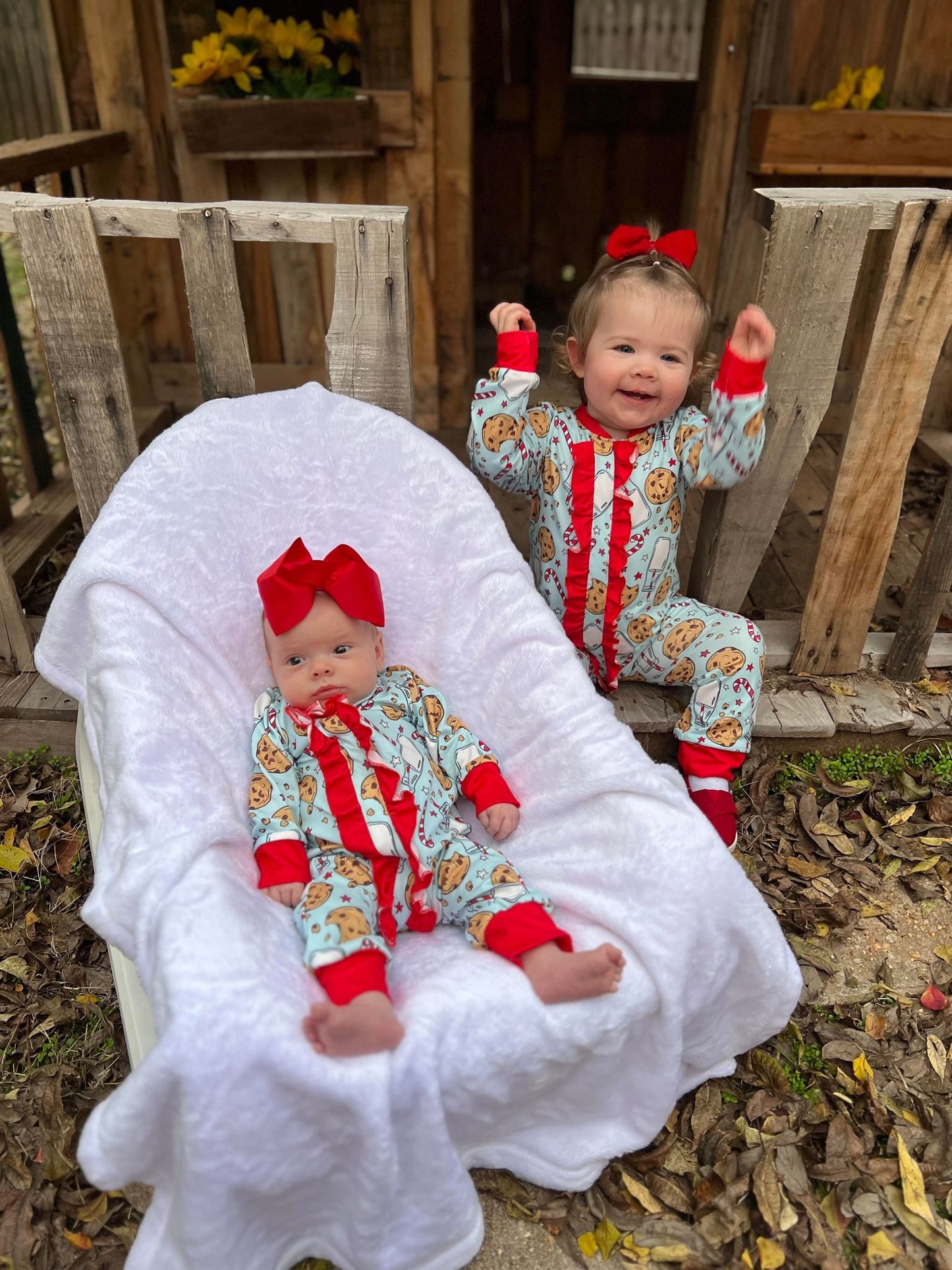 Baby girls Christmas santa milk rompers