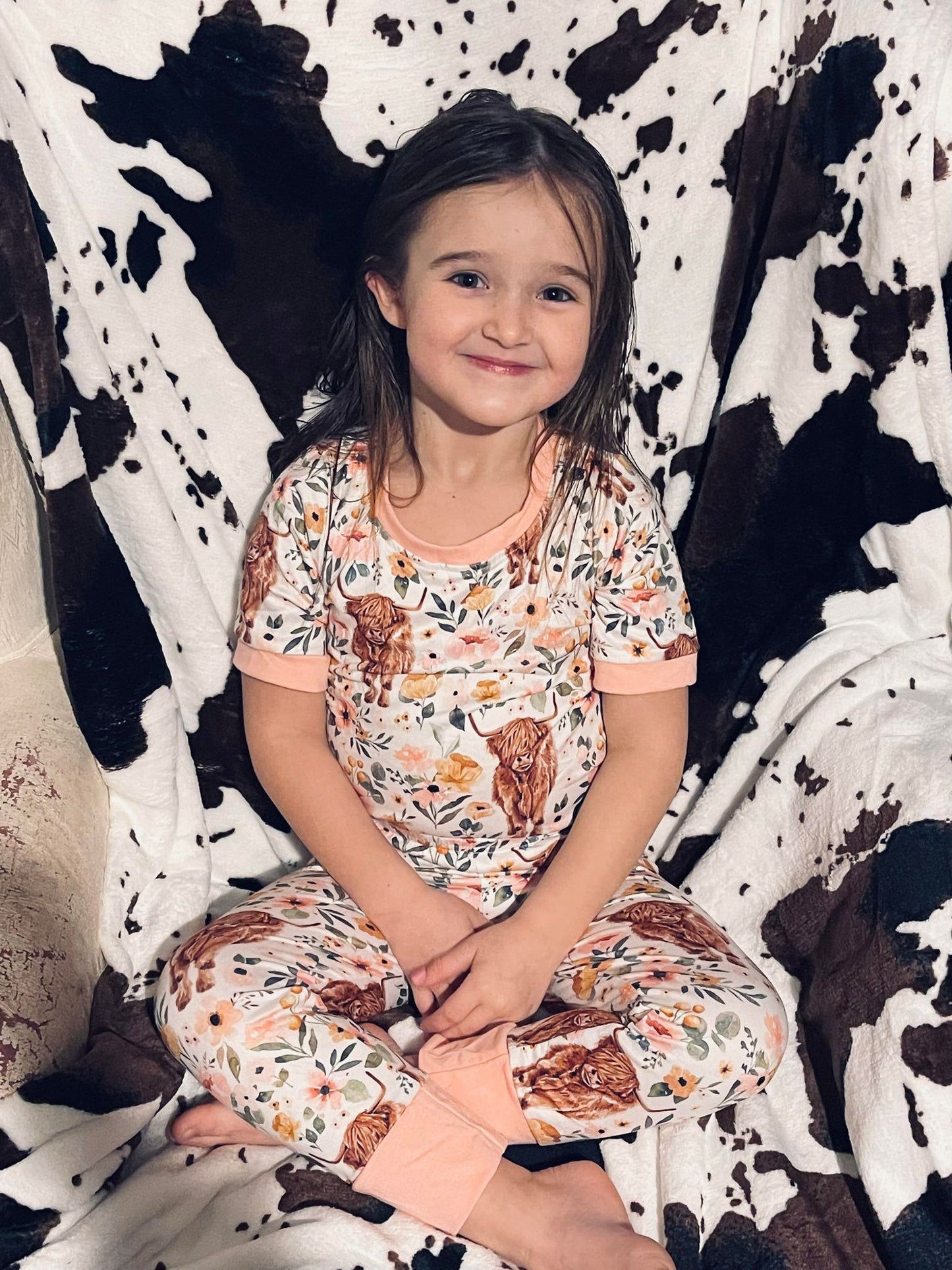 Baby Girls western cow pants pajamas clothing sets