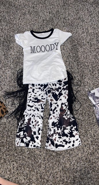 baby girls west moody cow tassel bell pants sets