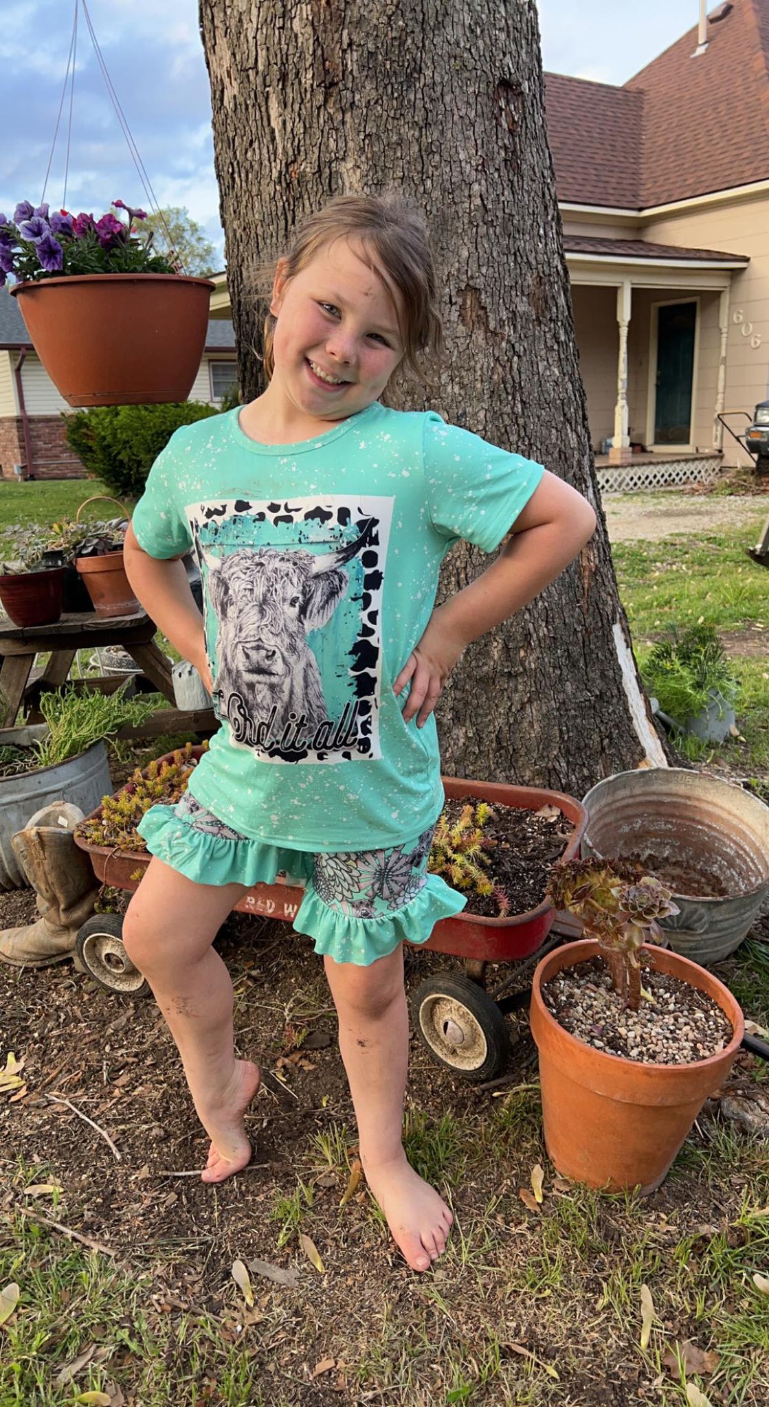 Baby girls cow leopard summer shorts sets