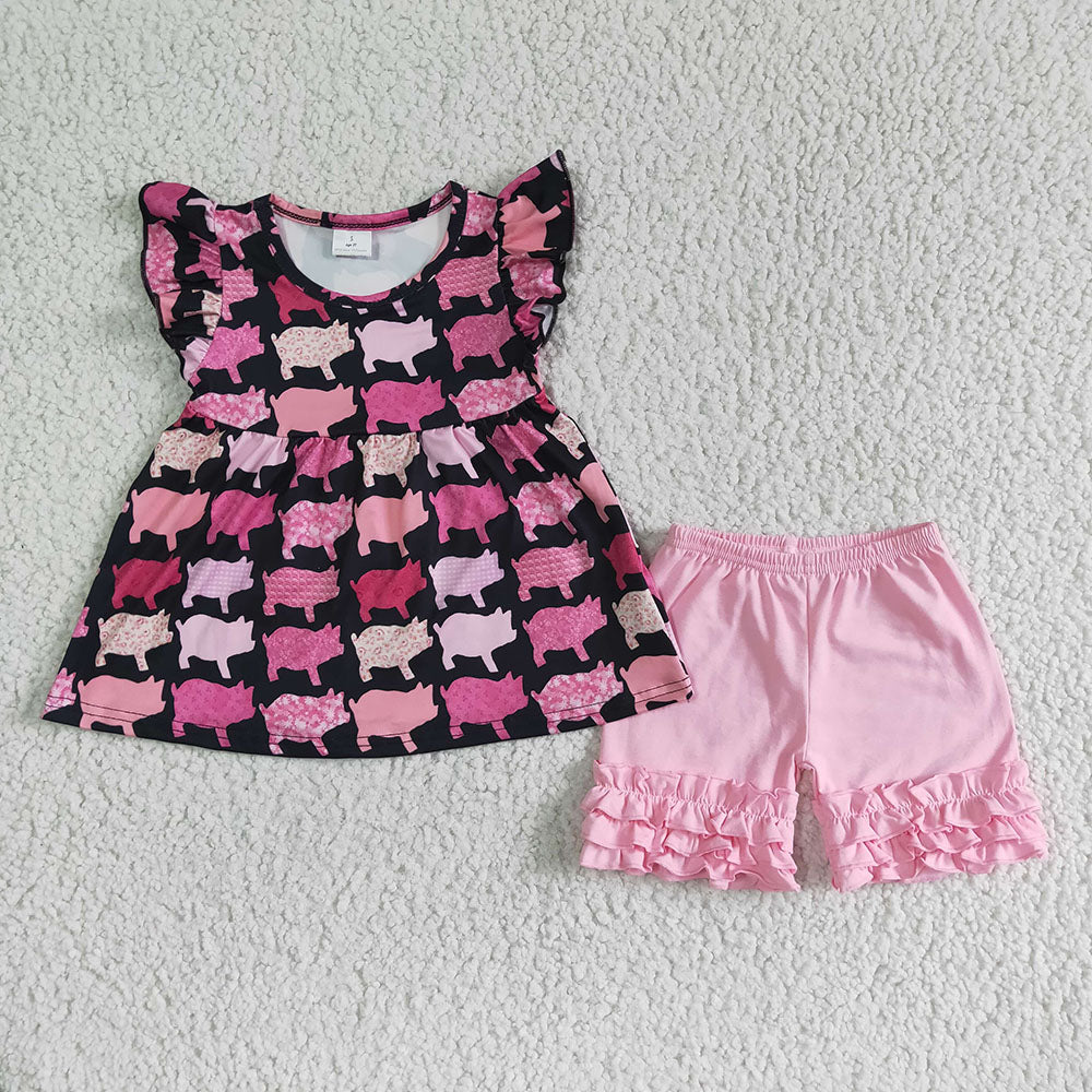 Baby Girls Farm pink pearl summer shorts sets