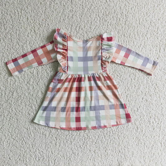 Baby Girls Thanksgiving Orange Plaid Knee Length Dresses