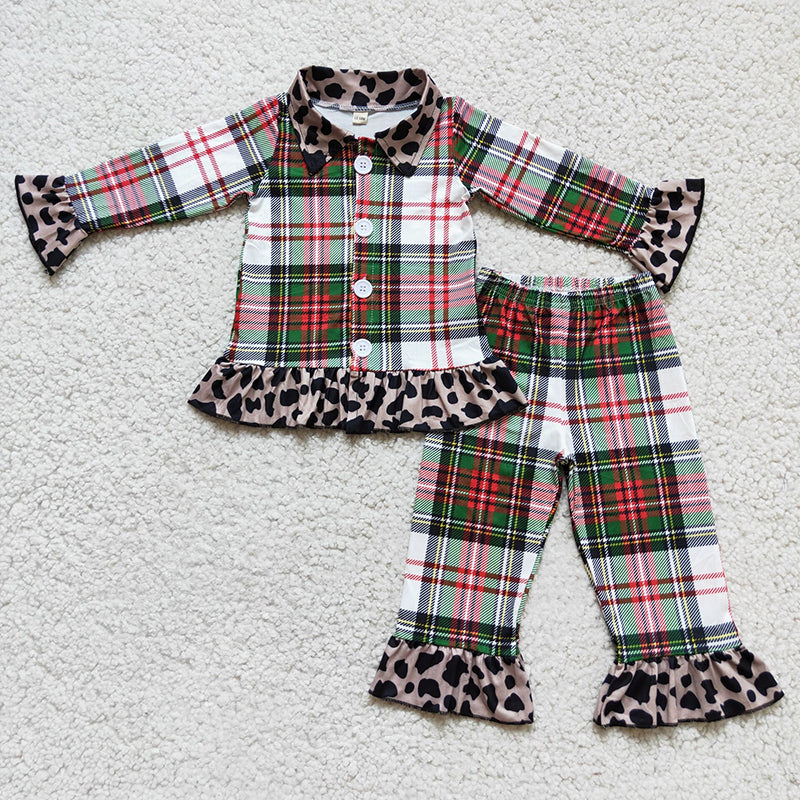 Christmas plaid button pajamas