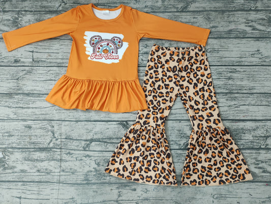 Baby girls fall vibes leopard tunic pants sets