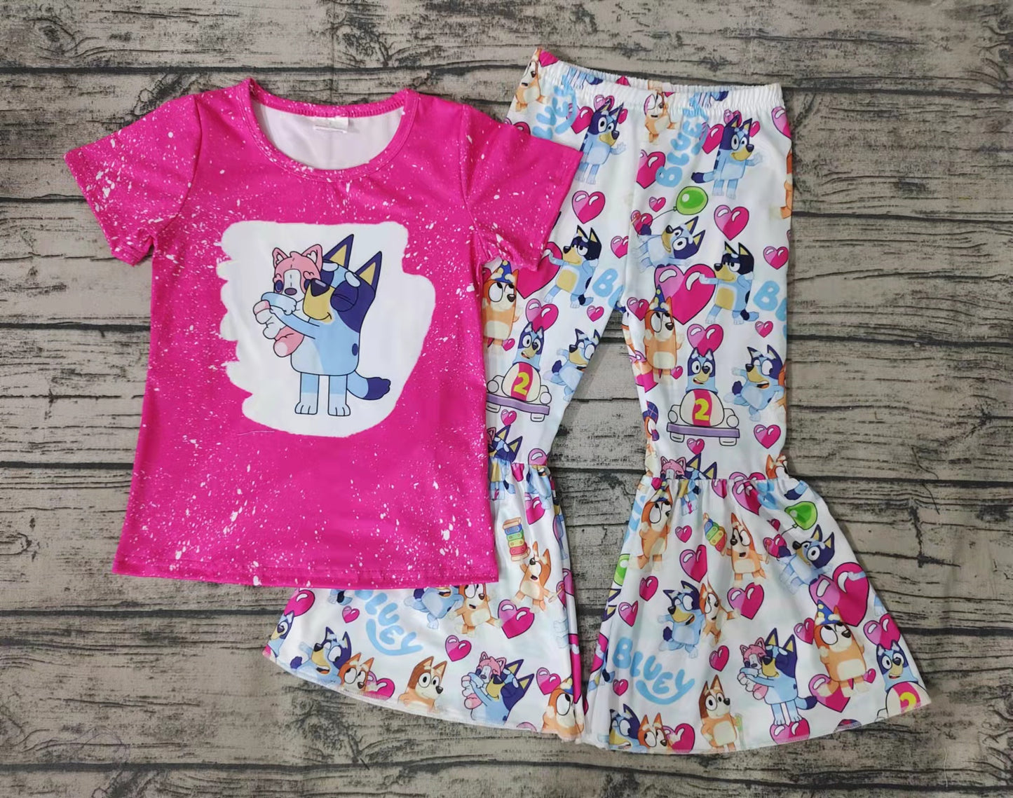 Baby Girls Valentines dog cartoon bell pants clothing sets