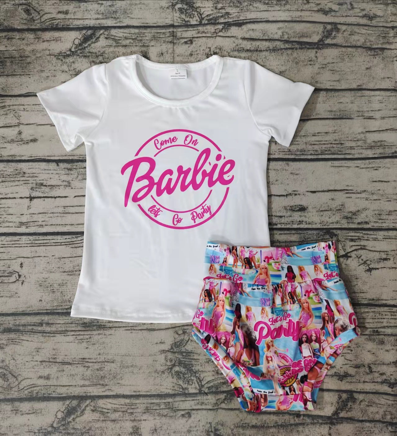 Baby girls cartoon hotpink bummie summer sets