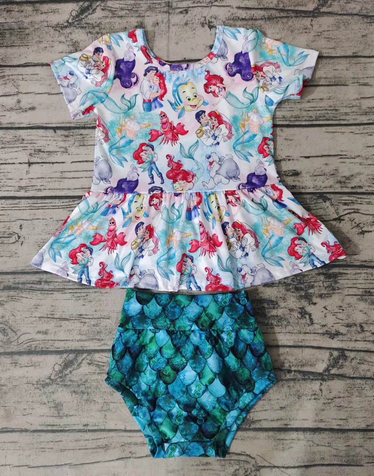 Baby girls mermaid bummie summer sets