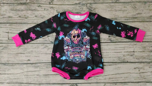 Baby girls cartoon Halloween hotpink rompers