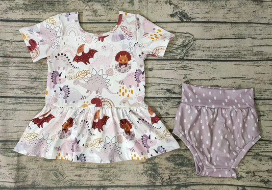 Baby girls dinosaur bummie summer sets