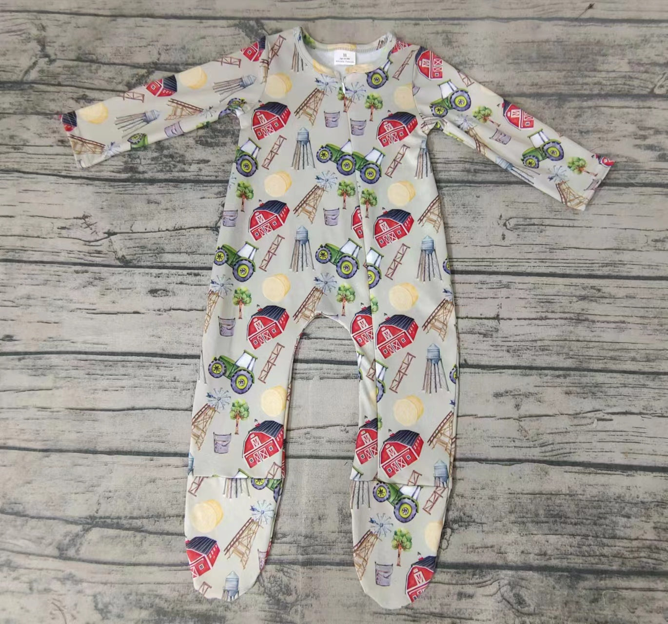 Baby kids zip long sleeve farm rompers