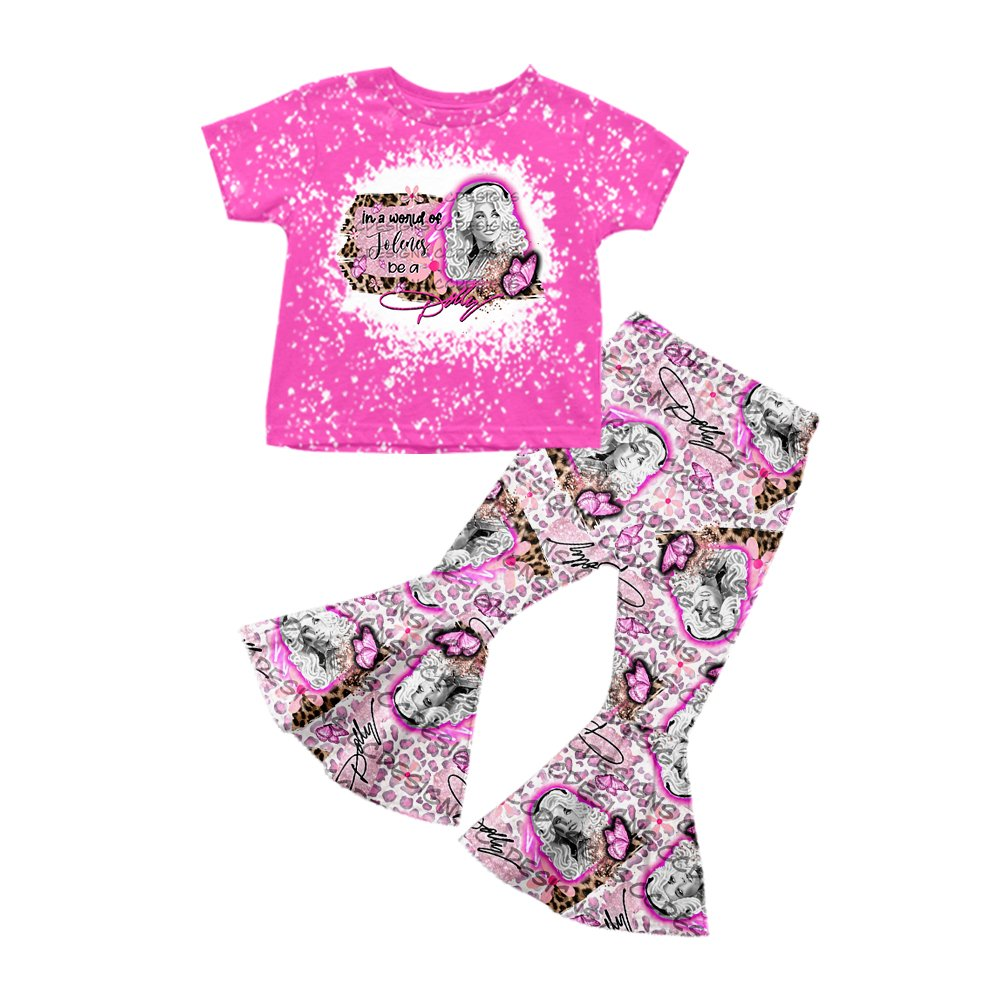 Baby girls singer pink bell pants clothes sets