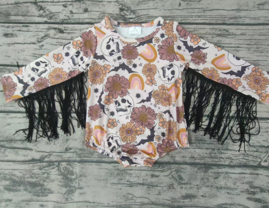 Baby girls Halloween tassel rainbow long sleeve rompers