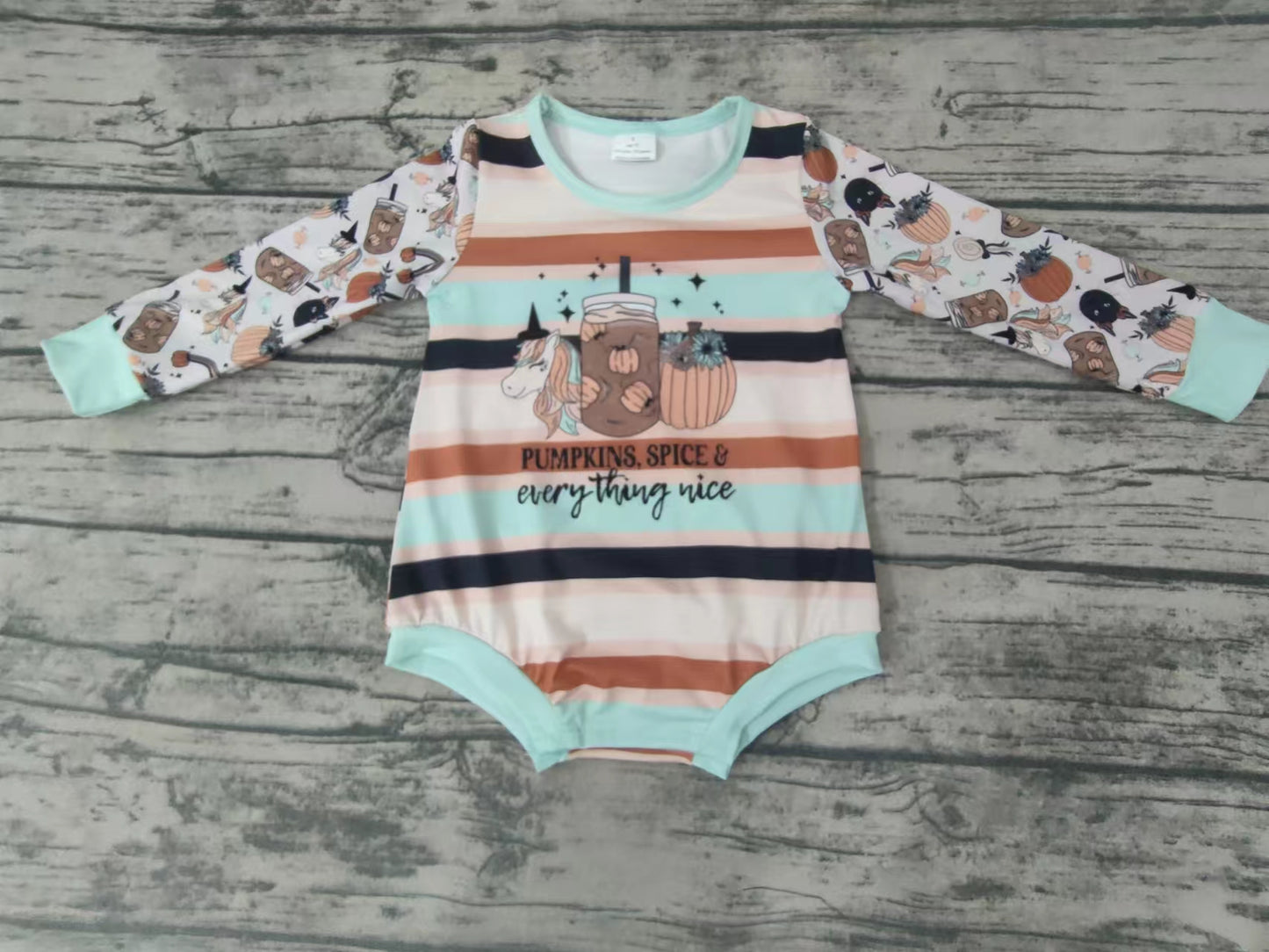 Baby girls pumpkin spice stripe rompers