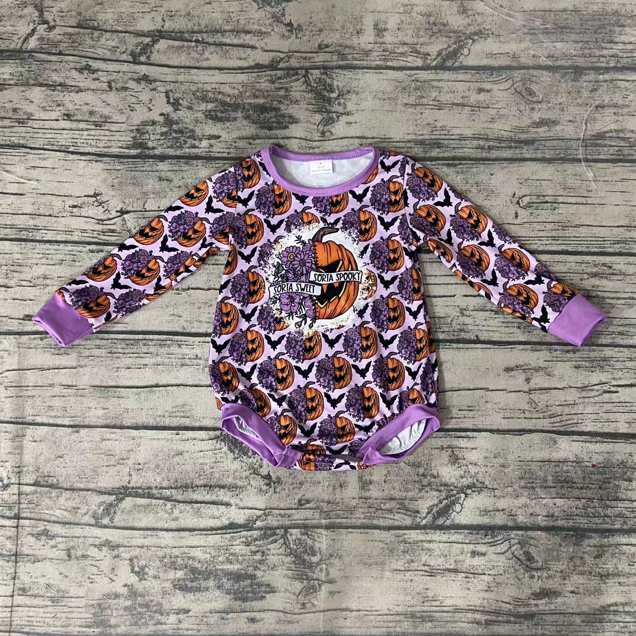 Baby girls Halloween pumpkin rompers
