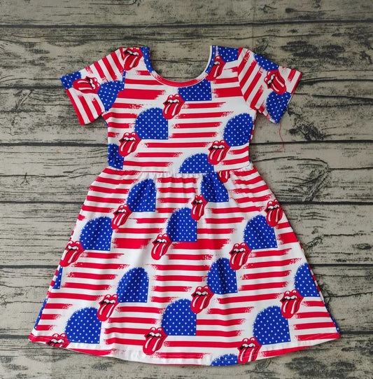 Baby girls summer 4th of july mouth knee length dresses