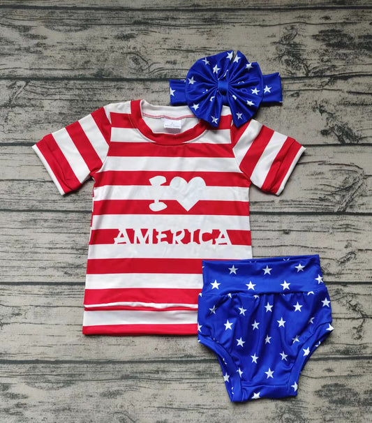 Baby girls 4th of july summer bummie sets(can choose headband here)