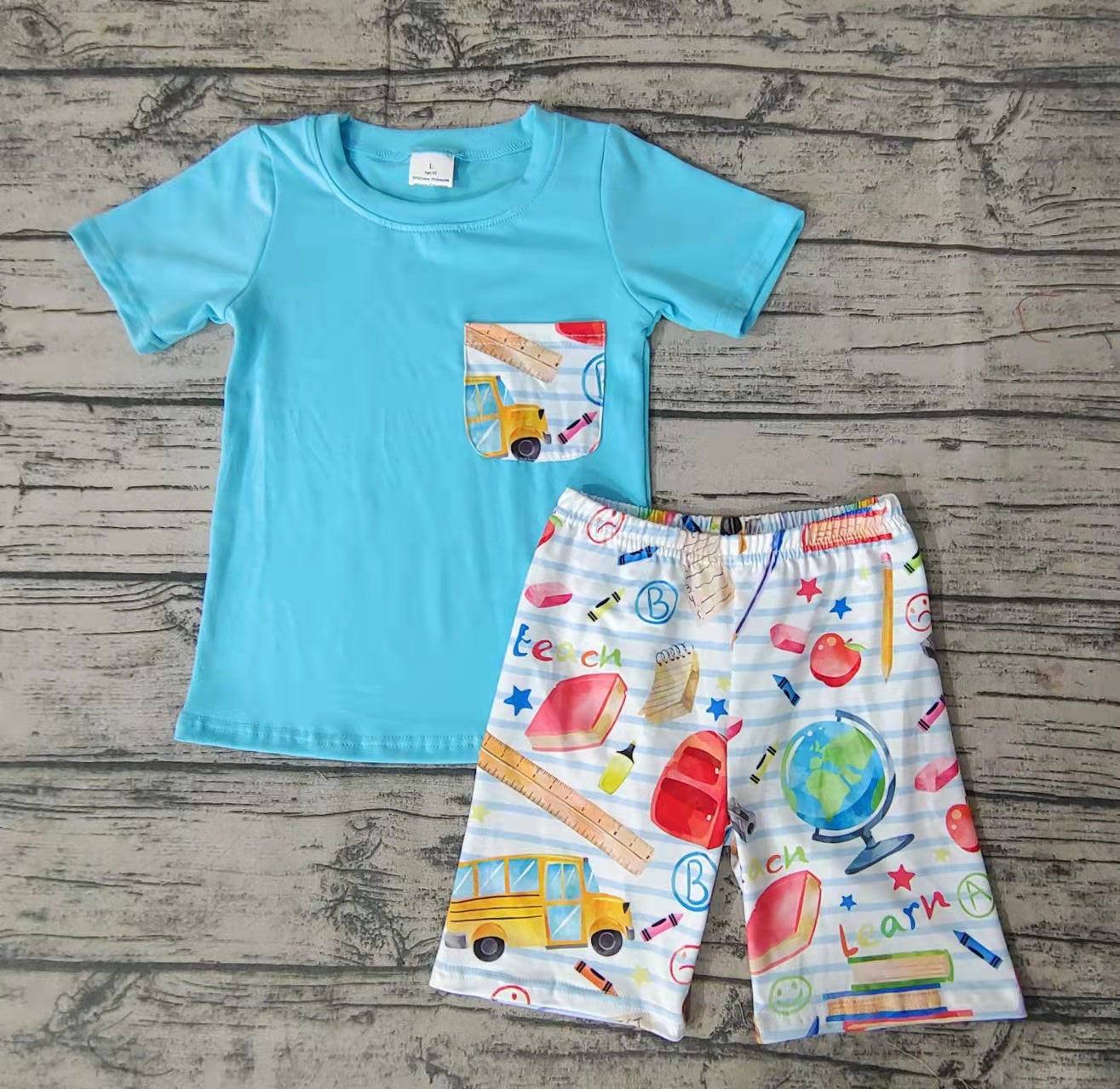Baby boys back to school shorts sets