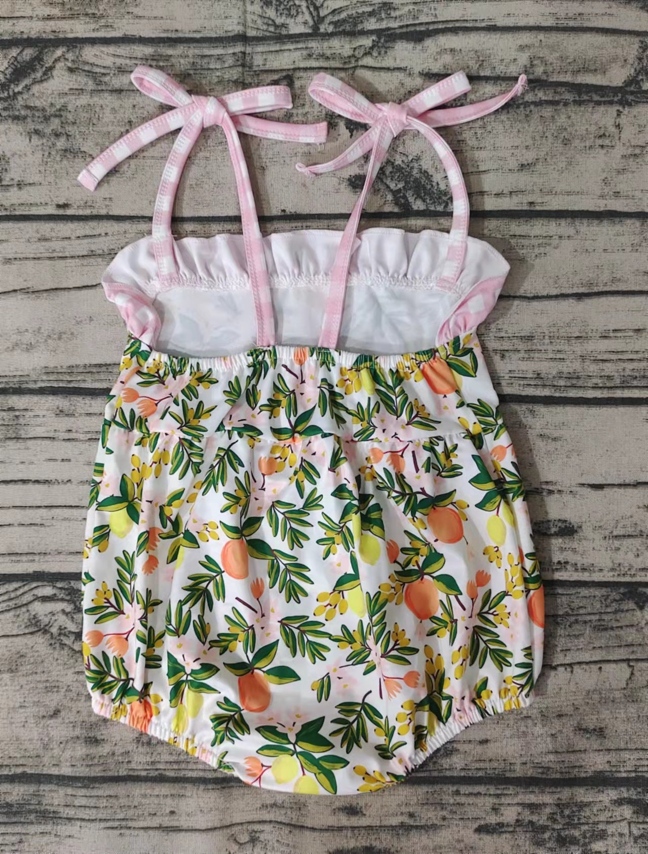 Baby girls peach summer strap rompers