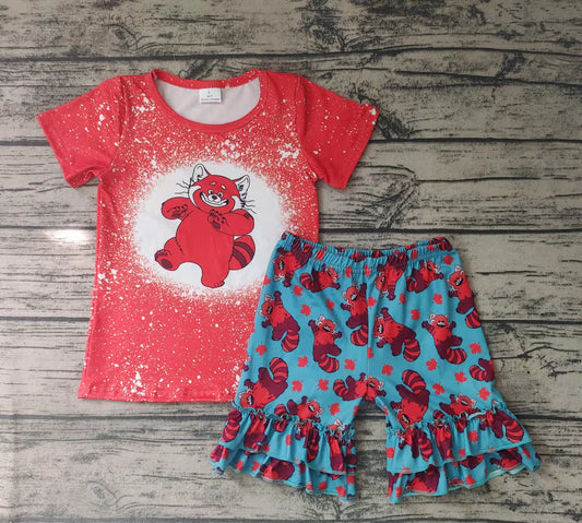 Baby girls red cartoon shorts sets
