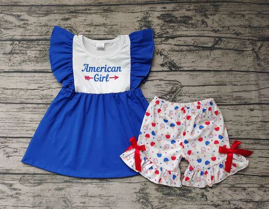 Baby girls 4th of july summer shorts sets