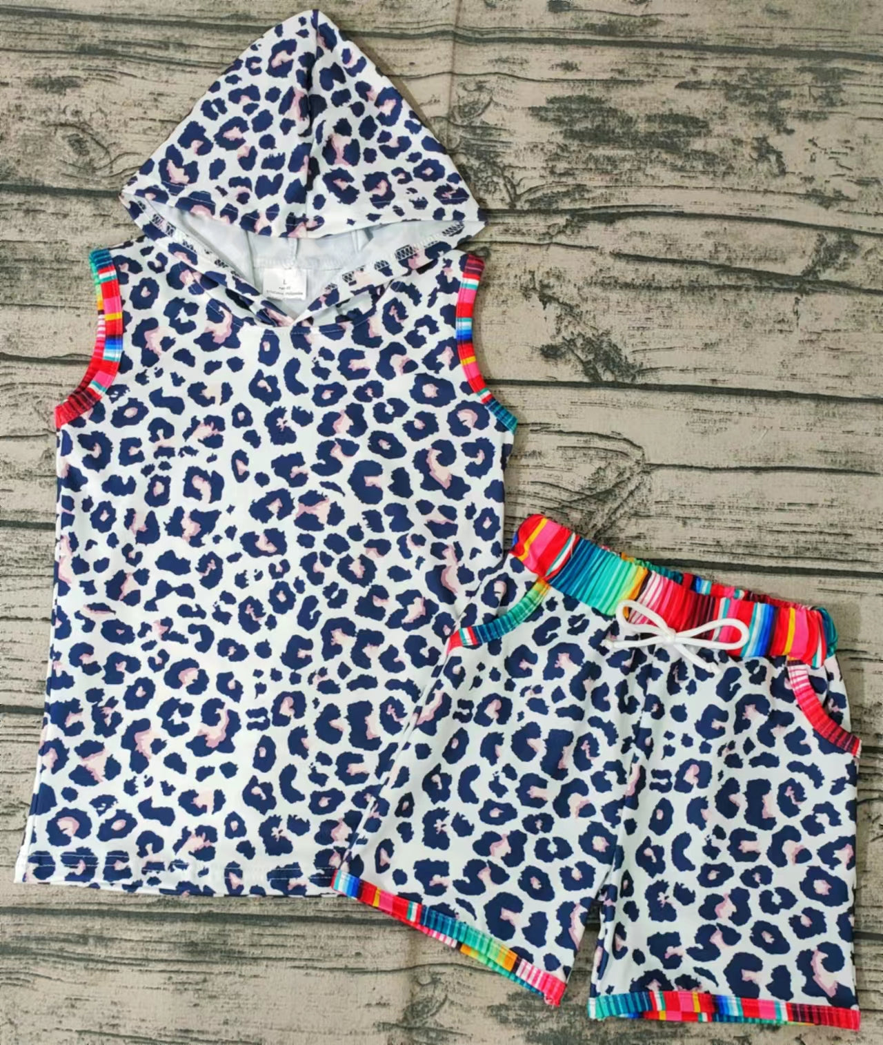 Baby boys girls hoodie leopard shorts sets