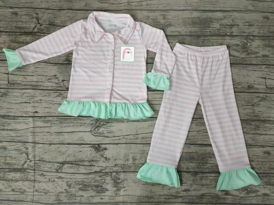 Baby girls Christmas santa pink pajamas sets