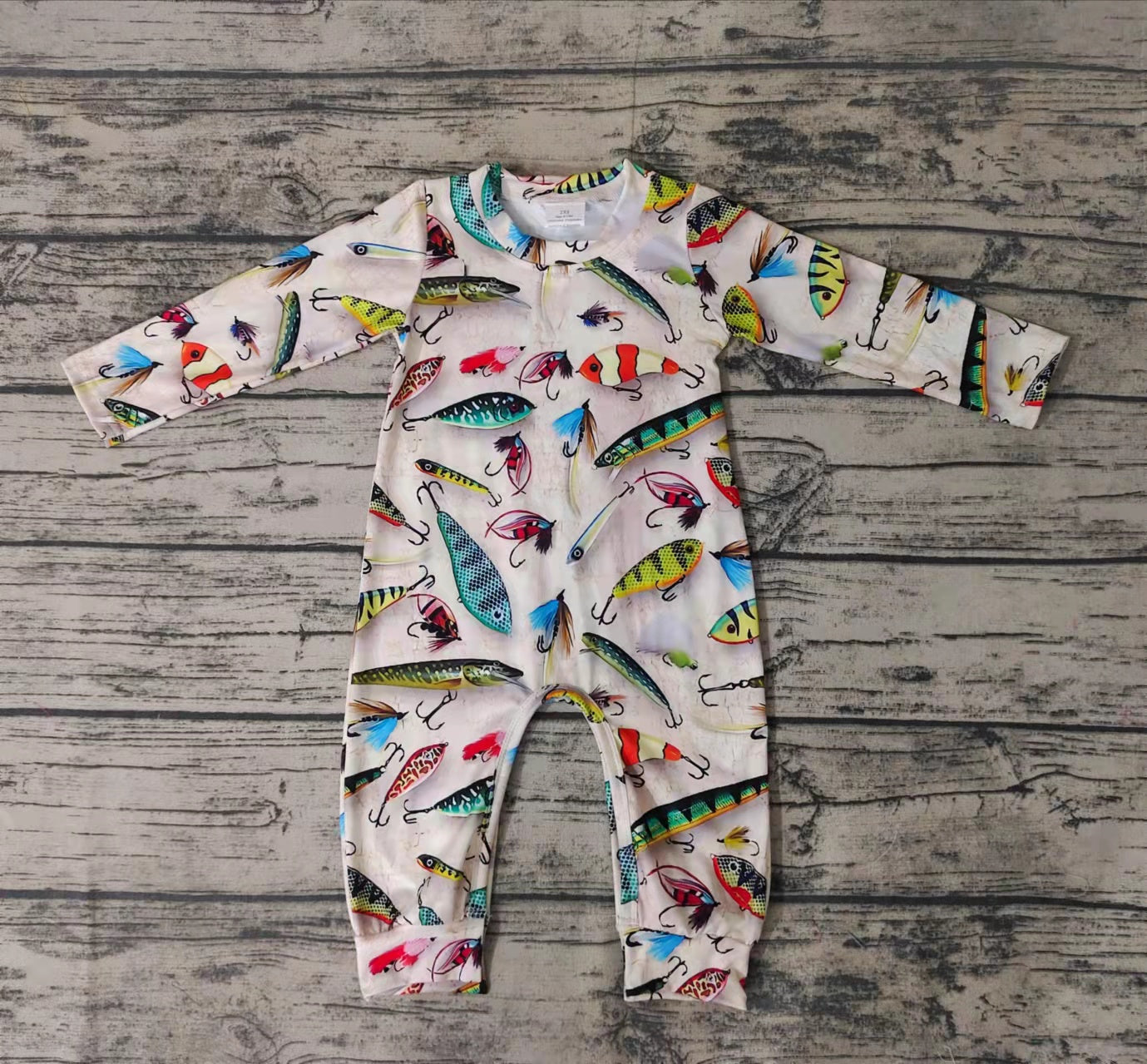 Baby boys fishing long sleeve rompers