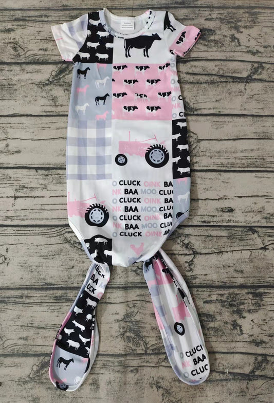 Baby newborn western cow pink gown